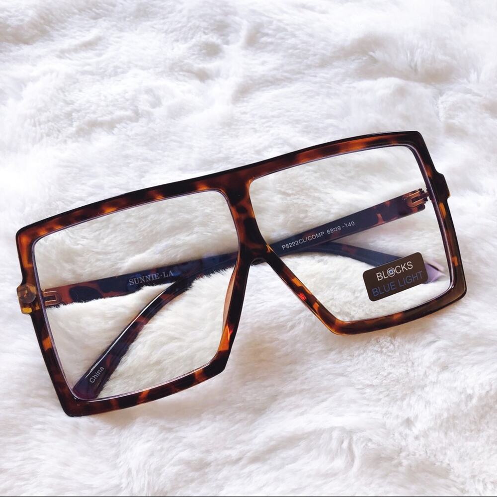 Lana Brown Rectangle Computer Light Glasses - Picture 4 of 12
